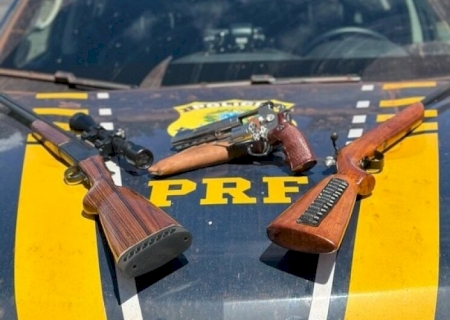 Três armas são apreendidas durante abordagem policial em MS