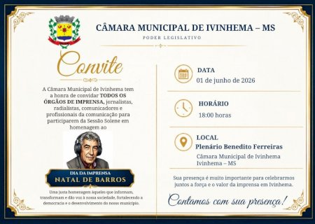 Sessão Solene desta segunda-feira celebrará a imprensa e a memória de Natal de Barros