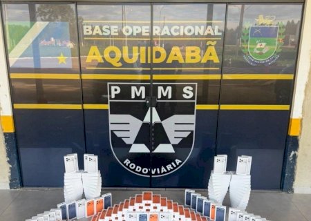 Polícia Militar Rodoviária apreende 202 iPhones avaliados em mais de R$ 2 milhões na MS-164